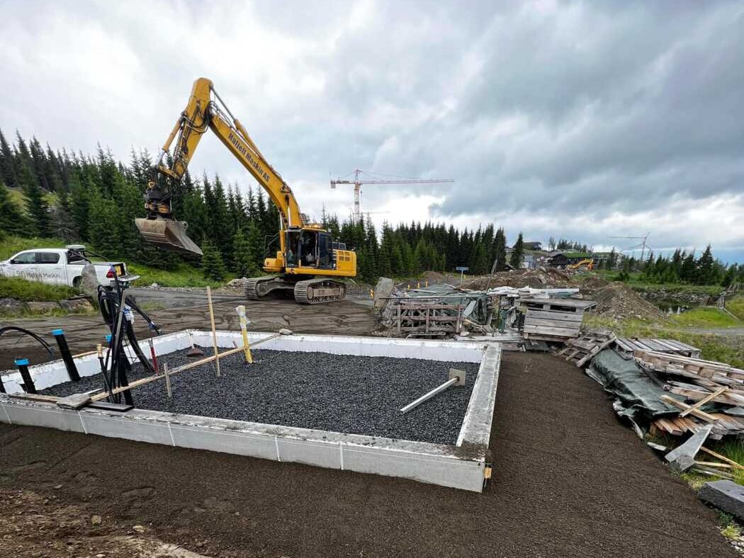 Betongarbeid med grunnmur