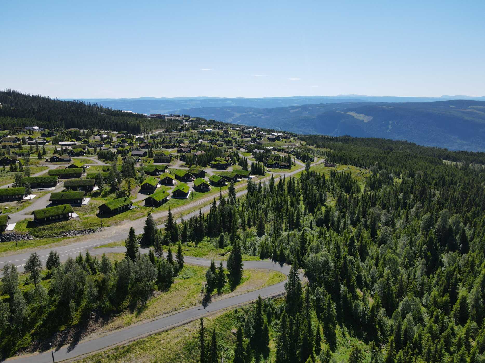 Luftfoto av Mosetertoppen hyttefelt i Hafjell